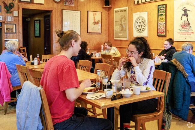 Sit and dine on fabulous breakfast food at All Night Eggplant in DeWitt.