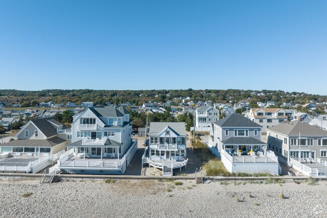 This row of homes overlooks Humarock beach and the Atlantic Ocean.
