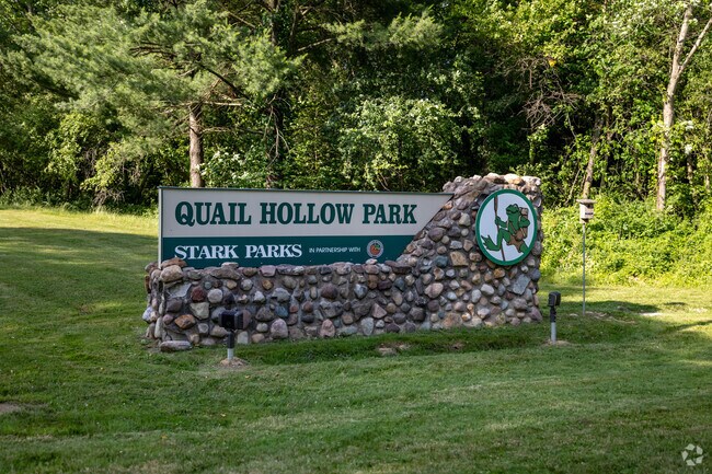 Quail Hollow Park, located in Hartville, OH, offers scenic trails and natural beauty for visitors to explore.