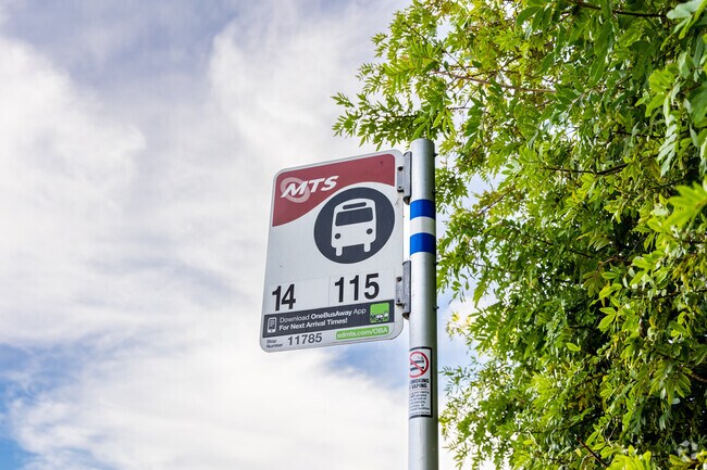 Del Cerro offers MTS transportation with many bus stop locations.