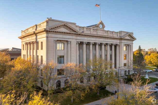 Weld County Courthouse stands proudly in the center of Downtown Greeley, Colorado.