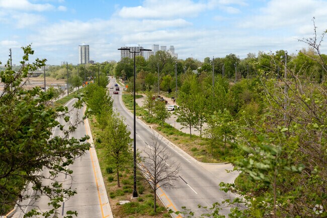 Maple Ridge is parallel to the Arkansas River at the edge of downtown Tulsa.