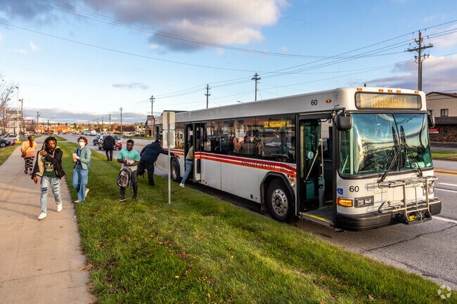 Bus stops along Hwy 1 provide access to the rest of Iowa City and beyond.
