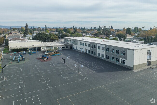 Maya Lin Elementary School in Alameda has a large play area in the back of school