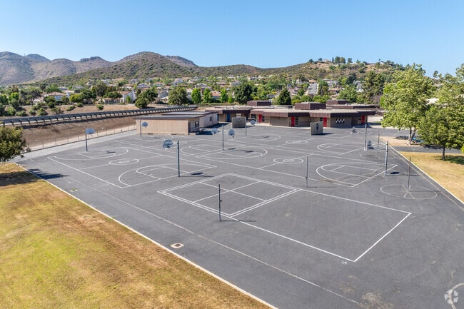 There are many basketball courts at Cypress Elementary School.