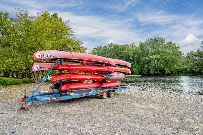 Locals enjoy kayaking along the Delaware River in Westfall.