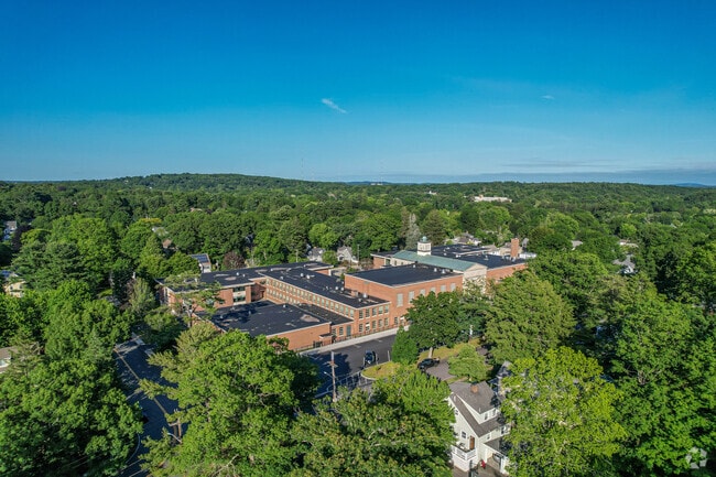 Overview of campus at Wellesley Middle School in Wellesley.