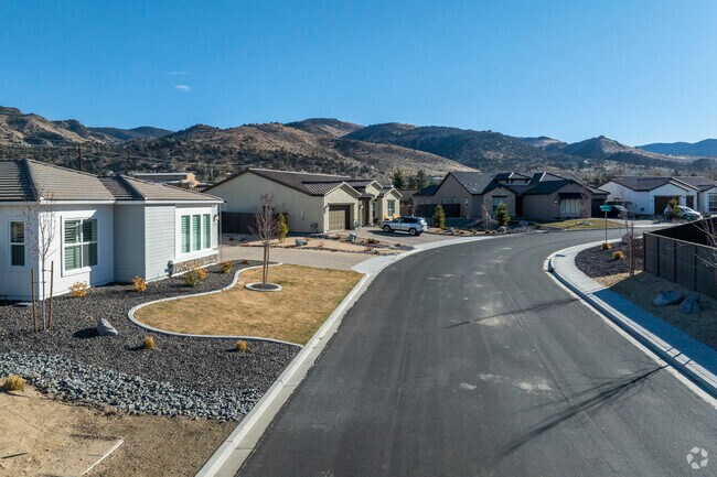 The community of Bridle Gate has newly built modern ranch homes within Hidden Lake.