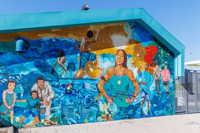 Mural at the Van Ness Recreation Center pool building.