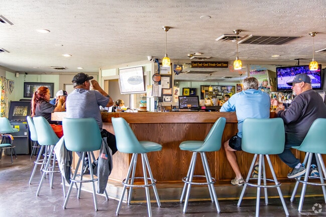 Enjoy a cold beverage at Jonesy's Corner in Trolley Park.