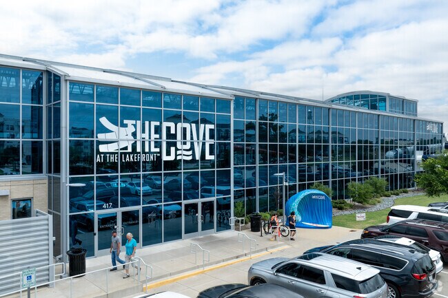 The Cove at the Lakefront is an indoor water park open year-round featuring a lazy river, waterslides and wave simulator near Paloma Creek South.