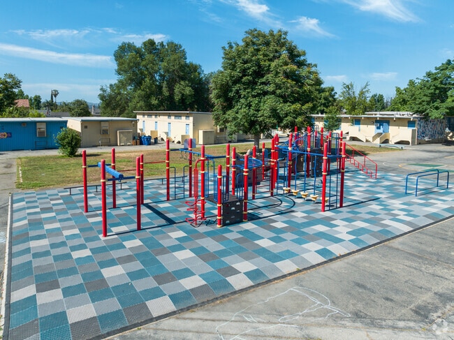 A colorful playground at Winnetka Avenue Elementary School in Winnetka, CA.