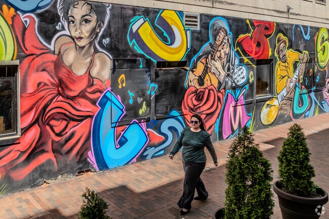 Urban artwork done by local Columbus artists can be seen throughout the Uptown District.