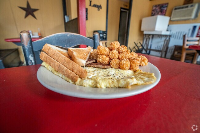 Cajan's Eatery, located in Scott, specializes in hot breakfast plates.