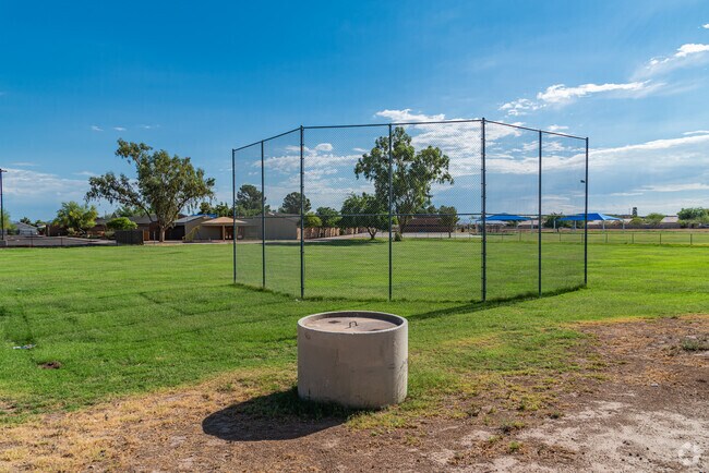 The baseball field at John R. Davis Elementary School allows students to learn sports.