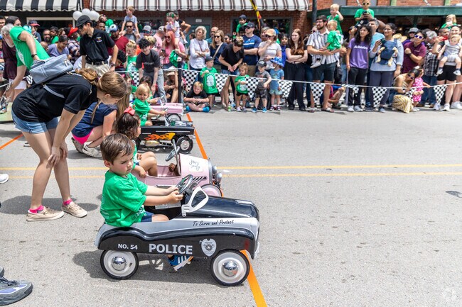 The kids lined up for the start of the Wylie 500 Pedal Car Race.