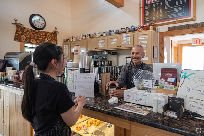 Many locals enjoy driving over to Red Barn Coffee At Angel's Cafe for a fresh cup of coffee.