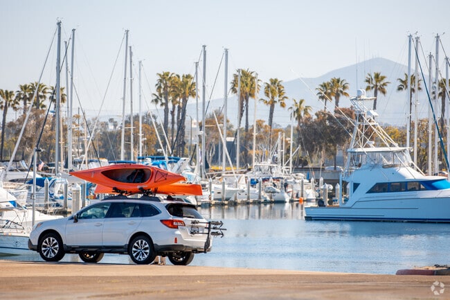 You don't need a motor to get out and enjoy the San Diego Bay in Harborside with lots of kayaks.