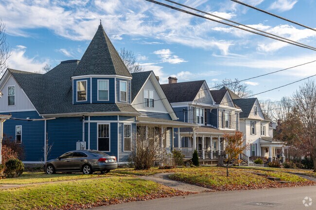 A row of unique homes catching the morning sun in Winchester.