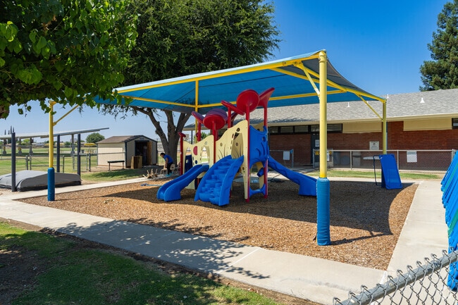 Cantua Elementary School provides shaded play equipment for students to enjoy.