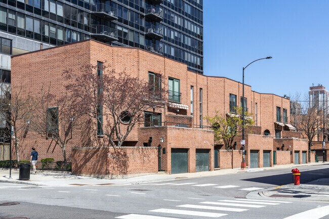 Old Town features a number of newer townhouses that have first floor garage doors.