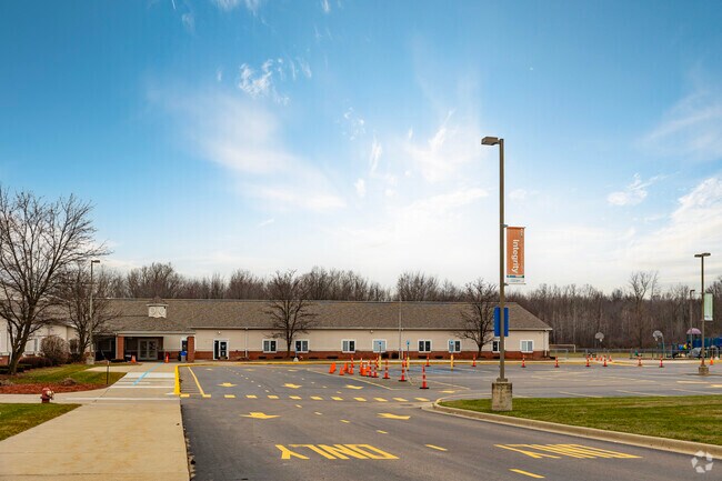 Exit to looping drive at Metro Charter Academy.