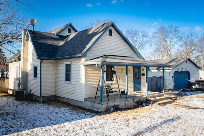 Many bungalows and workers's cottages in Monon feature front porches for those who enjoy a summer rain.