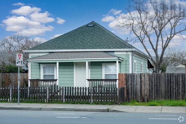 An urban French-Colonial style home is a common feature of downtown Fulton.