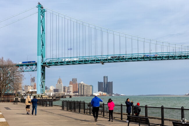 Riverside Park offers Delray expansive views of the Detroit River and the Ambassador Bridge.