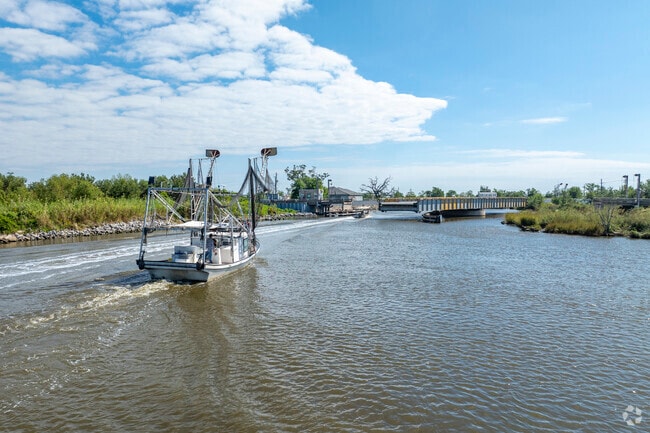 Shrimping is big business in Dulac, with boats regularly plying the bayou running through town.