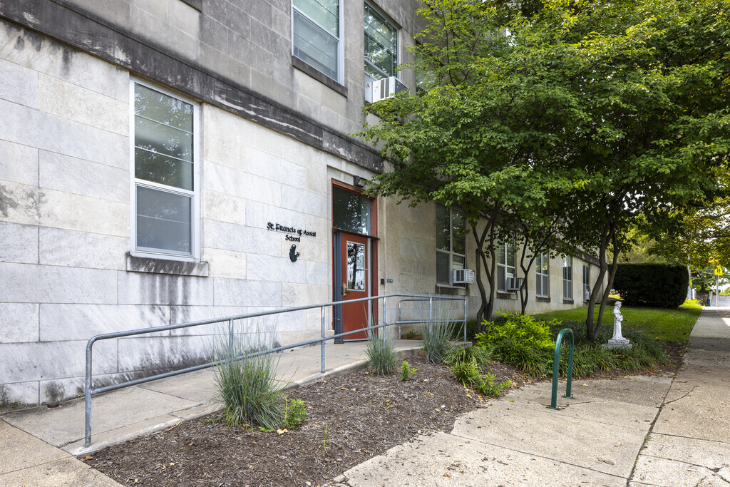 St Francis Of Assisi School entrance in Herring Run Park.
