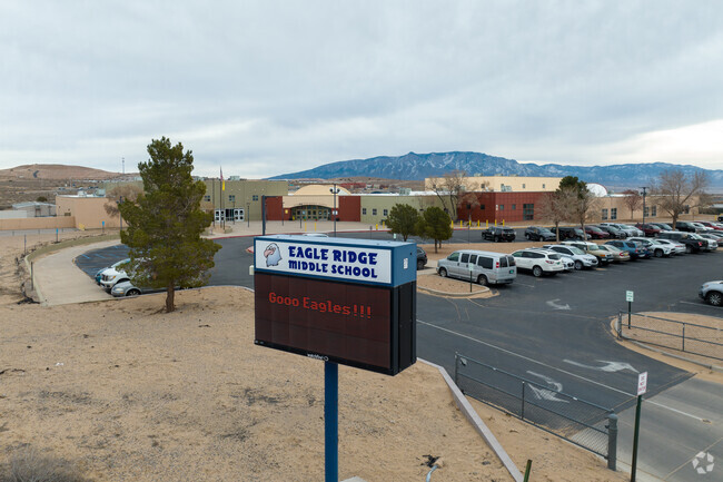 Eagle Ridge Middle School front entrance and sign.