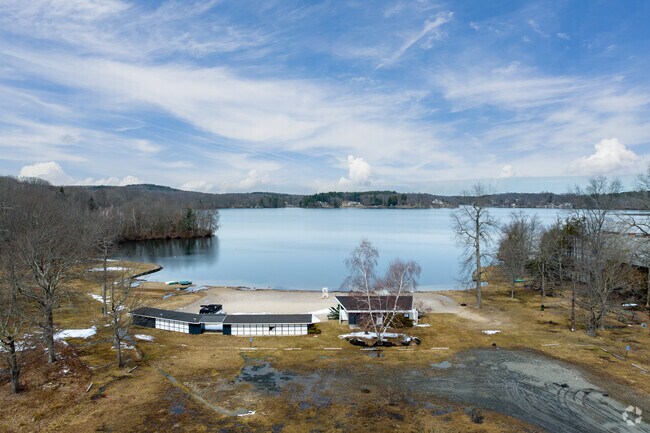 Quassapaug Lake in Middlebury features a beachfront perfect for sunbathing in the warmer months.