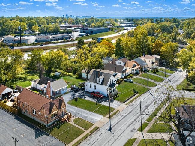 Looking East from the homes of St. John towards the skyline of downtown St. Louis.