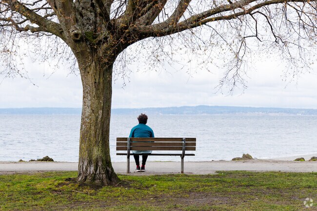 Olympic Manor residents can take in the views at the nearby Golden Gardens Park.