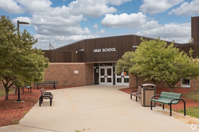 Entrance to Olivet High School in Olivet part of Outer Eaton County.