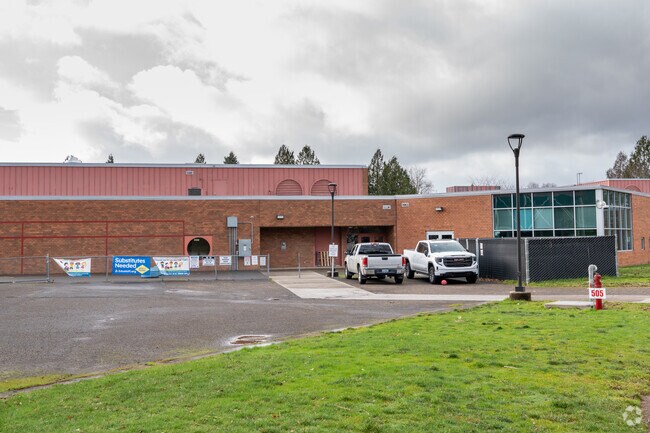 Back student entrance to Hollydale Elementary School.