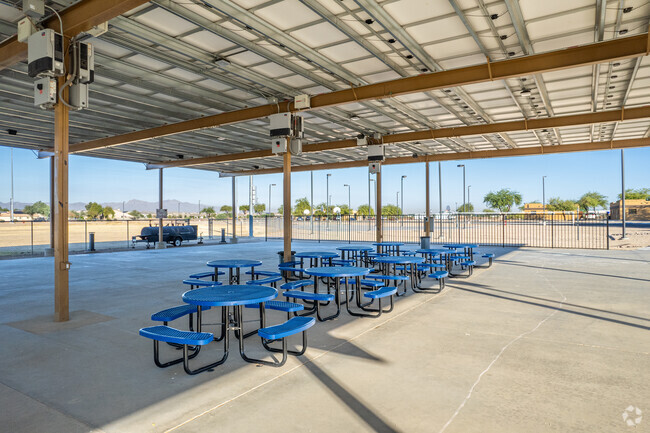 Relax in the shade at the covered tables of Somerset Academy Skyway in Goodyear.