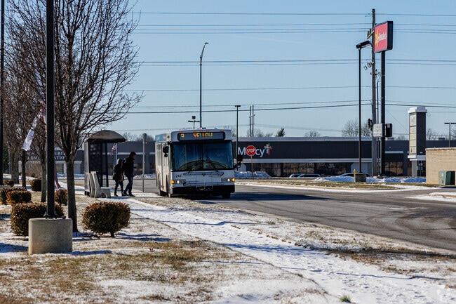 Bus stops throughout Mark Twain neighborhood make public transportation convenient.