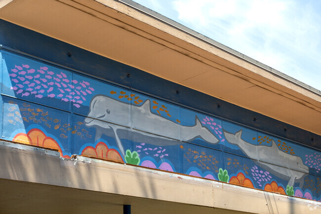 There are colorful murals at Luther Burbank Elementary School in Merced.