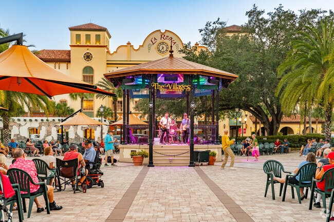 Residents of The Villages head to enjoy live music at Spanish Springs Town Square.