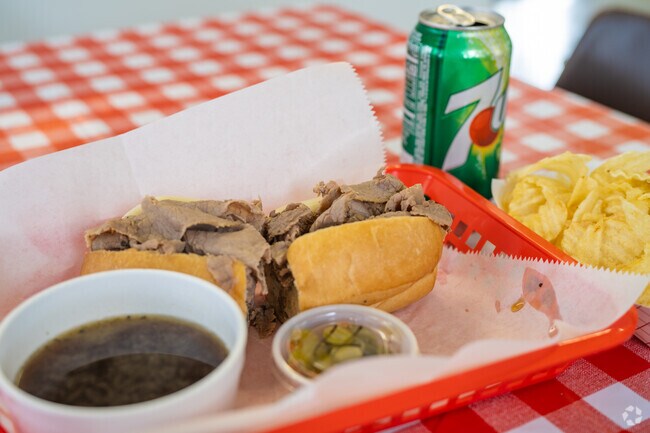 Enjoy a famous dipping sandwich from Jeffie'z Sandwich Shop in Riverview Terrace, Davenport.