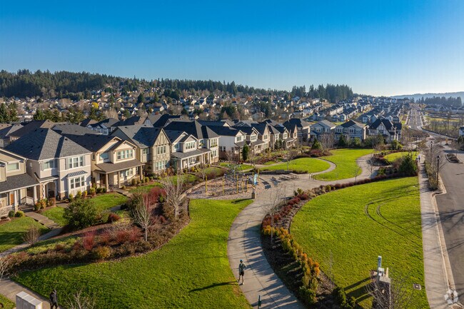 The River Terrace neighborhood is woven around modern green spaces.