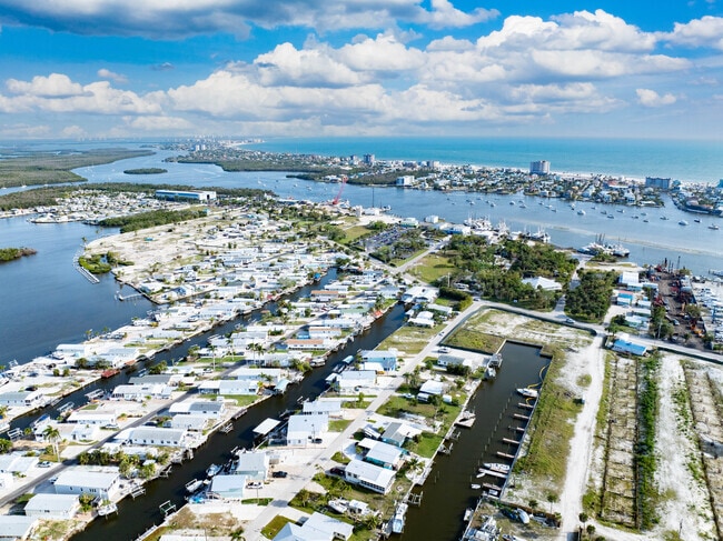 The eastern side of San Carlos Island is nestled between Hurricane Bay and Matanzas Pass.