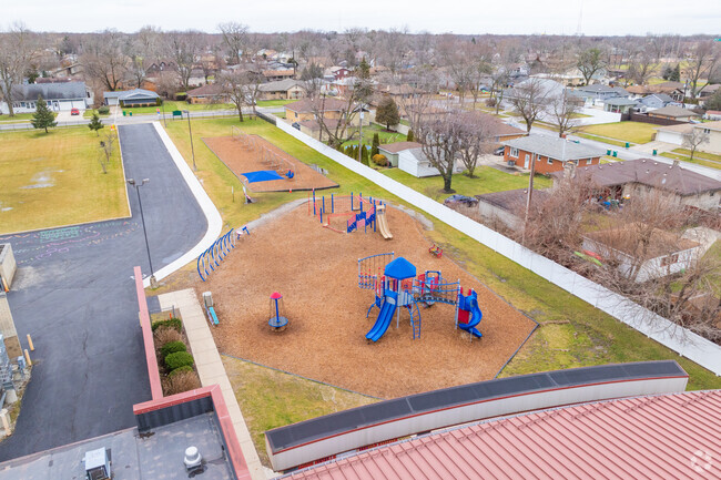 James B Eads Elementary School features a new playground.