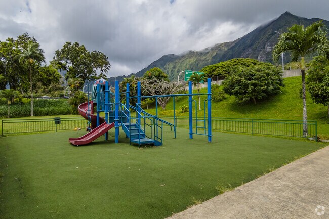 A fun playground serves Koolau Baptist Academy's serene campus.