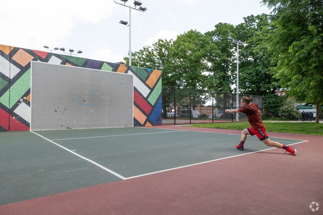 This resident practices their pitching at Peter's Park in South End.