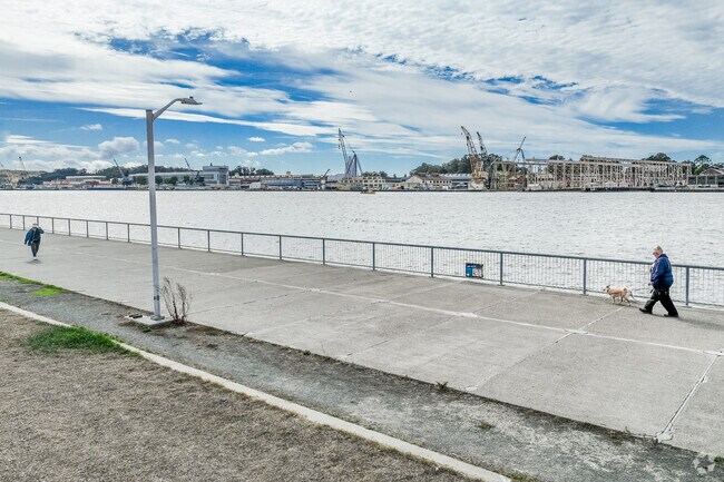 Town members in St Vincent's Hill love to take walks along the Napa River.