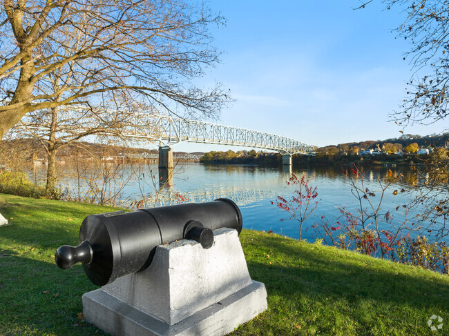 Rochester Riverfront Park has a series of replica cannons that overlook the water.
