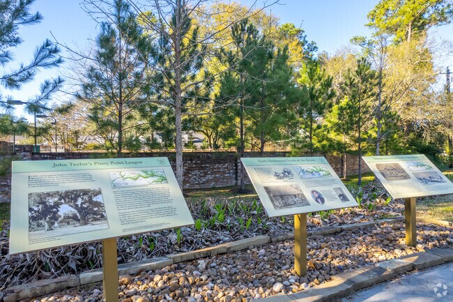 Carol Tree Pocket Park has three plaques that lay out the history of  Piney Point Village.